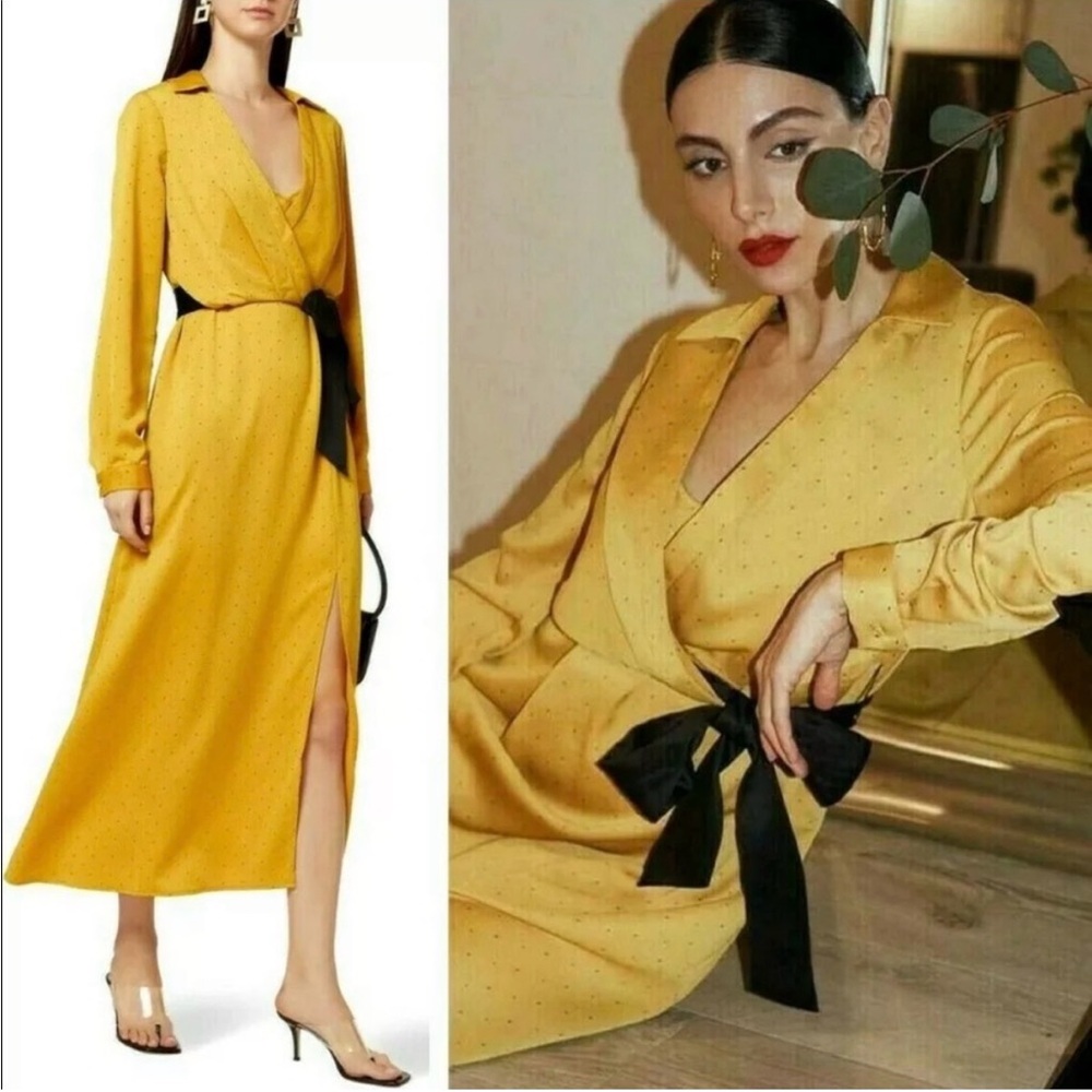 Satin Polka Dot Sash Dress